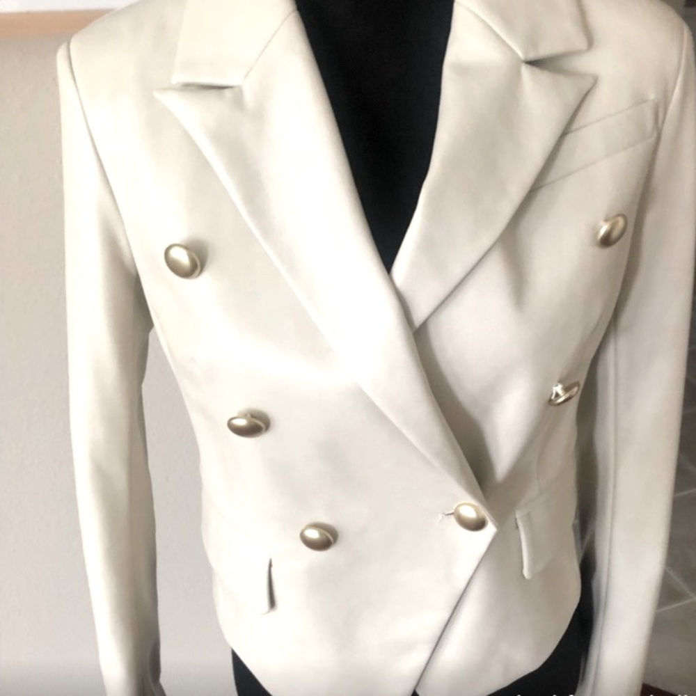 BRAND NEW 7 FOR ALL MANKIND TAILORED BUTTON BLAZER IN CREAM SIZE XS NWT